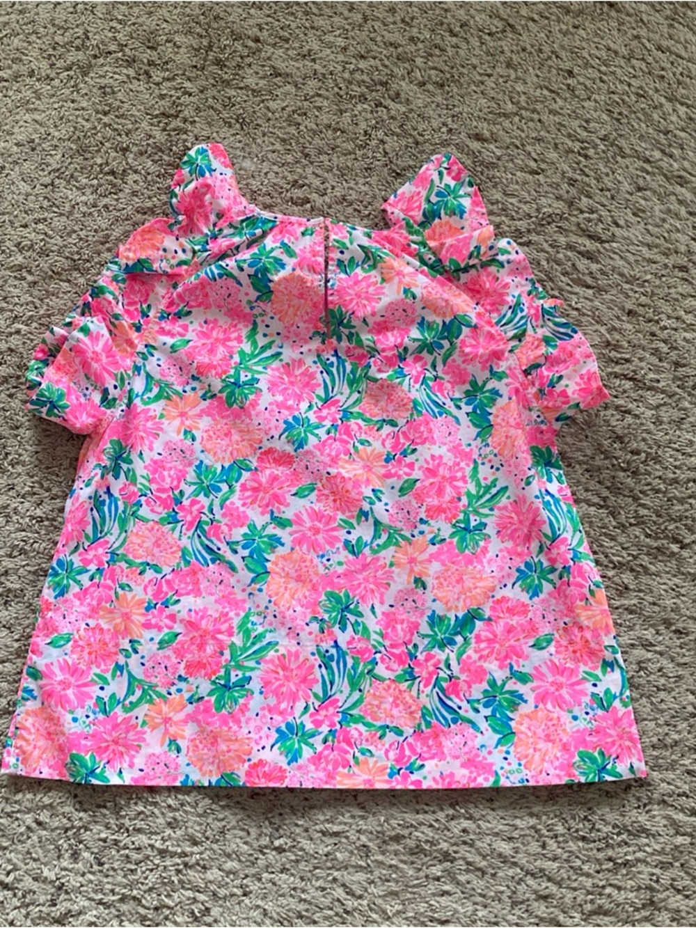Lilly Pulitzer Pink Floral Marlee Ruffle halterTop Womens Sz medium - Picture 2 of 6